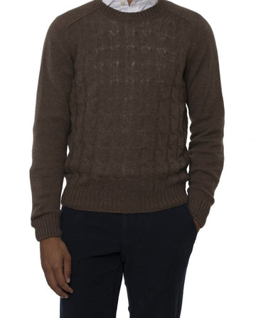 Light Brown Crew Neck Sweater 100% Flece wool